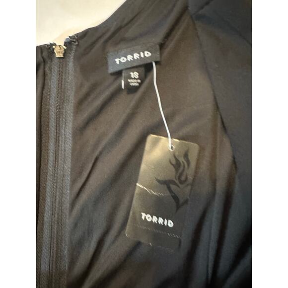 Torrid Black One Shoulder Peplum Zip Up BodyCon Cocktail Dress Stretch Size 18 - Picture 5 of 7